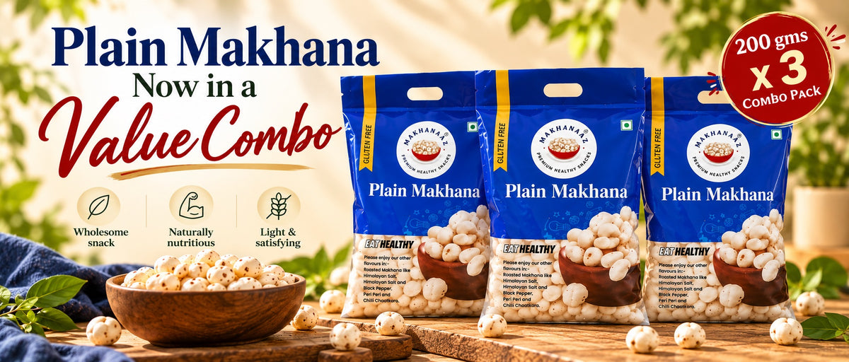 Makhanaaz Plain Makhana Combo Pack 600g (3x200g), ideal for fasting