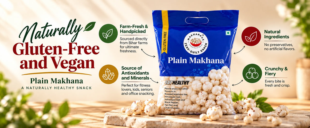 Makhanaaz Plain Makhana Combo Pack 600g (3x200g), ideal for fasting