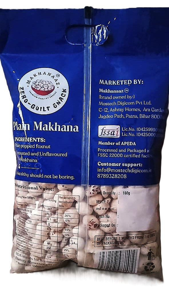 Makhanaaz Plain Makhana Popped Fox Nuts 100g x 5 Bags- mixed quality