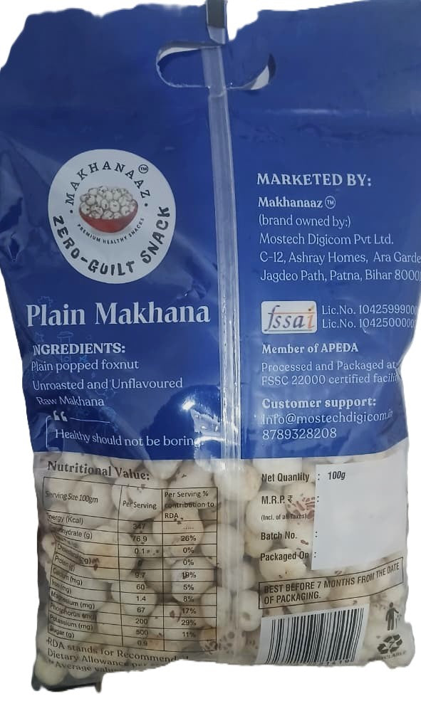 Makhanaaz Plain Makhana Popped Fox Nuts 100g x 5 Bags- mixed quality