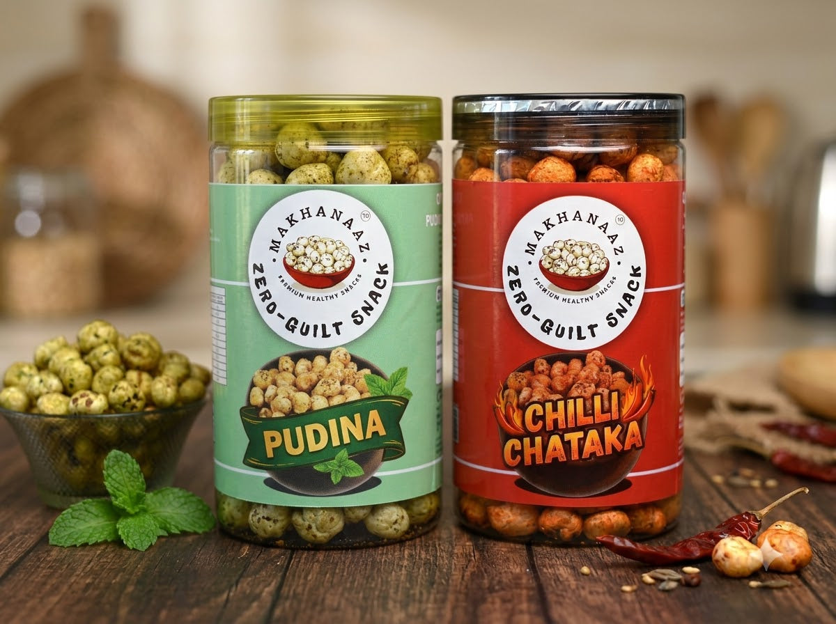 Makhanaaz Pudina & Chilli 75g x 2: Jumbo 6+ crunch, zero preservatives